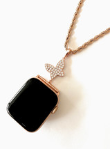 Apple Watch Rose Papillon Pendentif Breloque Adaptateur Chaîne Collier - £70.03 GBP+