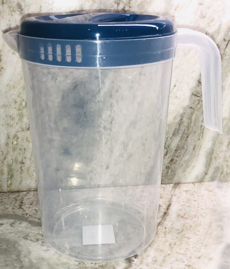Pitcher 1 Gallon(4 Liter)Blue Lid BPA Free 10.25”H Water Juice Drinks-NE... - $11.76