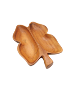 Dolphin Monkey Pod Leaf Tray from Philippines Divided Leaf Party Nuts Di... - $57.90