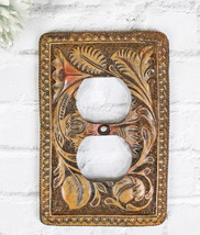 Set of 2 Rustic Western Tooled Floral Lace Double Receptacle Outlet Wall... - $26.99
