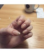 Gold Press On Nails Short Almond Fake Nails with Designs Bling Shimmery ... - $258.48 MXN