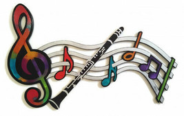 Unique Contemporay Music Clef Note &amp; Clarient Wood Wall Sculpture 39x24 Art69 - £276.11 GBP