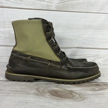 Sperry Top-Sider Carson Men&#39;s 10 M Brown Leather Green Canvas Boots STS1... - $34.99