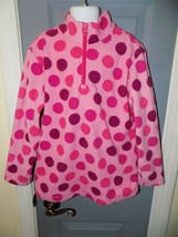 Hanna Andersson Pink Polka Dot Fleece Pullover 1/4 Zip Sweatshirt Size 8... - $20.44