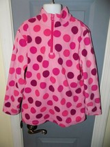 Hanna Andersson Pink Polka Dot Fleece Pullover 1/4 Zip Sweatshirt Size 8... - $25.76