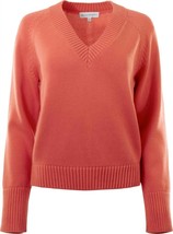 White + Warren women&#39;s classic cotton v-neck sweater in Candy Apple - si... - £135.61 GBP