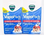 Vicks Vapopads Refills 12 Nights Comfort Scent Pads 12ct Lot of 2 - £14.38 GBP