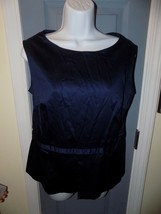 Lauren Ralph Lauren Navy Blue Solid Peplum Sleeveless Blouse Size 8 Women&#39;s NEW - £36.17 GBP