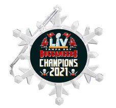 Snowflake Tampa Bay Buccaneers Super Bowl 55 Holiday Christmas Tree Ornament - £12.75 GBP