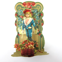 Antique Valentine Honeycomb 3D Pop Up Die Cut Boy Blue Sailor Suit Flowe... - £15.97 GBP