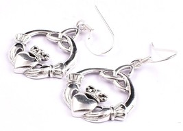 Handmade 925 Sterling Solid Silver Heart Shape Women Wear Drop Dangle Earrings - £44.10 GBP+