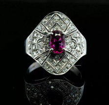 2.9Ct Art deco Style Lab Created Pink Sapphire Engagement 14K White Gold FN Ring - £76.47 GBP