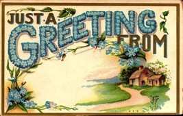 Vintage Postcard c.1911 Just A Greeting Card -Nature Scene Flowers bkc - £4.73 GBP