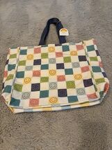 C&amp;C California Home Large Canvas Tote Colorful Smiley Faces NWT - $39.60