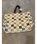 C&amp;C California Home Large Canvas Tote Colorful Smiley Faces NWT - $39.60