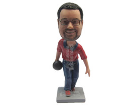 Custom Bobblehead Bowling Dude Wearing Professional Bowling Outfit - Sports &amp; Ho - £70.88 GBP