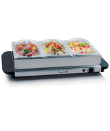 MegaChef Buffet Server &amp; Food Warmer With 3 Removable Sectional Trays , Hea - £69.45 GBP