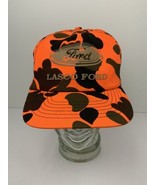 Vintage Lasco Ford Logo Hat Duck Camo Hunting Camouflage Cap Blaze Orang... - £35.24 GBP