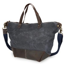 Vintage Canvas With Crazy Horse Leather Handbag Unisex 2022 New Multifunctional  - £97.63 GBP