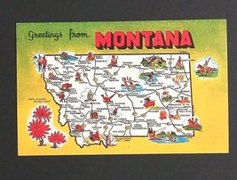 Montana State Map Large Letter Greetings Dexter Press c1960s UNP Postcard (b) - £3.99 GBP