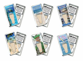 Cayman Islands FootWhere® Souvenir Fridge Magnets. 6 Piece Set. Made in USA - £25.88 GBP