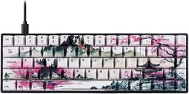 Japanese Watercolor Cherry Blossom Gaming Keyboard RGB LED Light Compact 68 Keys - $29.69