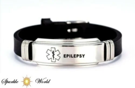 Epilepsy Epileptic Medical Alert Bracelet, Wristband Stainless Steel Adj... - £6.93 GBP