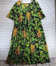 Vintage Handmade House Dress Womens Sz L Jungle Tiger Print Mumu Maxi Sh... - $29.69