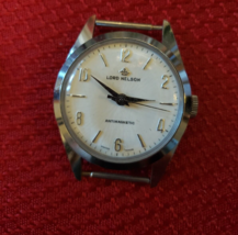 Vintage 1980&#39;s 70&#39;s Lord Nelson Orologio da Uomo Antimagnetico Bianco W/Argento - $37.52