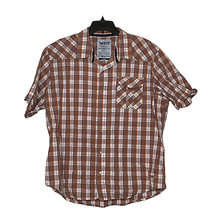 Levi&#39;s Mens Western Pearl Snap Shirt Size XL Brown Plaid SS 100% Cotton - £23.67 GBP