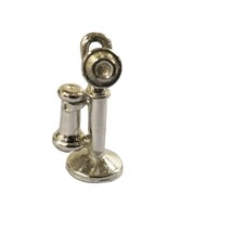 Telephone Charm for Bracelet Old Fashioned Phone Candlestick style Silver Toned - £15.62 GBP