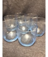 7 Vintage Anchor Hocking Blue Misty Optic Swirl Glass Tumblers Bar Glass... - $17.82