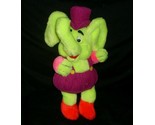 13&quot; VINTAGE MENG TIAN DUO NEON GREEN ELEPHANT STUFFED ANIMAL PLUSH TOY R... - £22.53 GBP