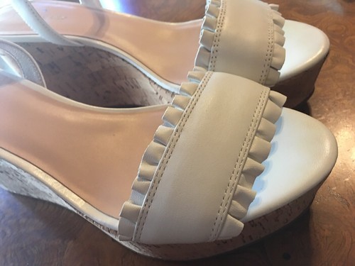 Kate Spade Tomas Ruffle Platform Wedges Sandals white sz 10 new Item image 4