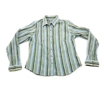 Columbia Striped Shirt Womens Blue/Green Crinkled L/S Button Up Cotton S... - £10.23 GBP