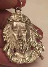 Vtg 925 Sterling Silver Jesus Head Religious Pendant 24.1 Grams # - £78.10 GBP