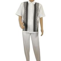 Men Silversilk 2pc Walking Leisure Matching Suit Italian Woven Knits 71003 White image 4