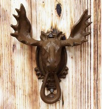 Ebros Rustic Western Forest Horned Bull Moose Head Cast Iron Door Knocke... - £28.27 GBP