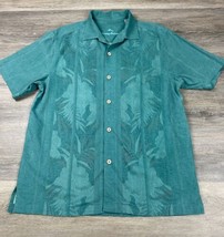 NWOT TOMMY BAHAMA Men Medium Hawaiian Camp Shirt Aqua Green Floral Silk - $36.24