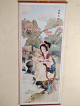Scroll Painted Asian Lady w/clothes Wall Decor   12.5 x 30 Wall Hangings - £19.35 GBP