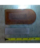 Vintage Smith&#39;s 4” Pocket Knife Pal Sharpening Stone with Leather Sheath... - $32.11