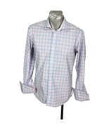 Ted Baker Mens Shirt Blue Plaid French Cuff Size 15.5 Endurance Long Sleeve - £23.96 GBP