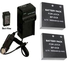 Two 2 BP-DC8 BP-DC8E Batteries+ Charger For Leica X1 Digital Camera BPDC8 BPDC8E - $35.06