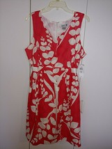 Robbie Bee Ladies Sleeveless Lined Lite Cotton DRESS-16-NWT-$60-CORAL/IVORY-COOL - £17.43 GBP