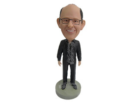 Custom Bobblehead Handsome Dude Looks Happy Wearing Long-Sleeved Shirt And Casua - £66.19 GBP