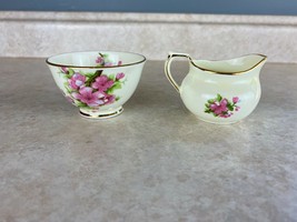 Butterland Pink Floral Fine Bone China England Dainty Sugar Bowl And Creamer Set - £11.78 GBP