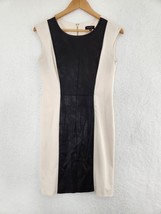 Spense Dress Women&#39;s Faux Leather Black Cream Sleeveless Size 6 - £22.15 GBP