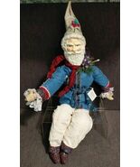 Pat Miller Norweigen Poseable Santa Claus Wooden Face Hands Feet Galleri... - $3,636.82 MXN