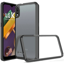 For LG K22 K32 5G Clear Transparent Hybrid Case Cover - Clear PC + Black... - $5.86