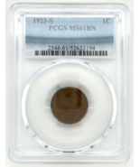 1923-S Lincoln Wheat Cent Graded by PCGS as MS61BN Brown - $442.54 CAD